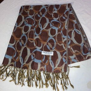 PASHMINA Brown Blue Abstract Ring Scarf Wrap One Size
